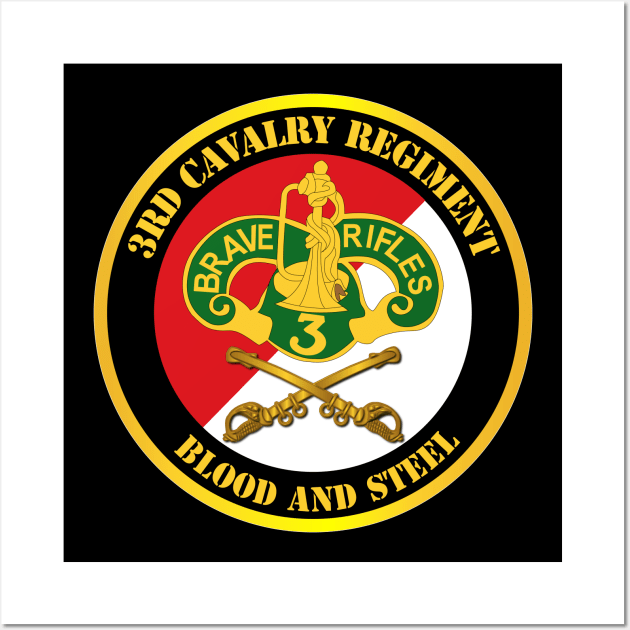 3rd Cavalry Regiment DUI - Red White - Blood and Steel Wall Art by twix123844